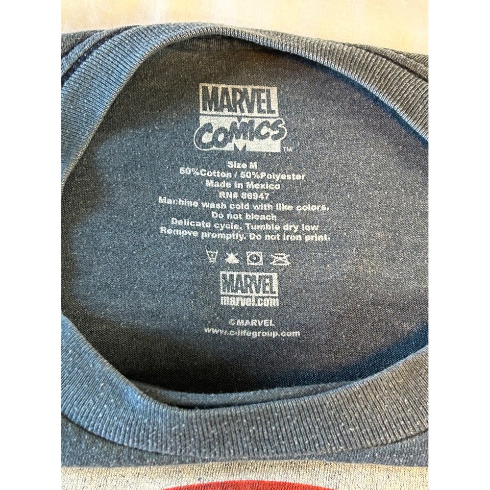 Marvel Comics Mens Captain America Shield Graphic T-Shirt Blue Size M - Picture 3 of 6